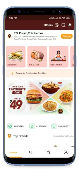 Customer Food Ordering App Features